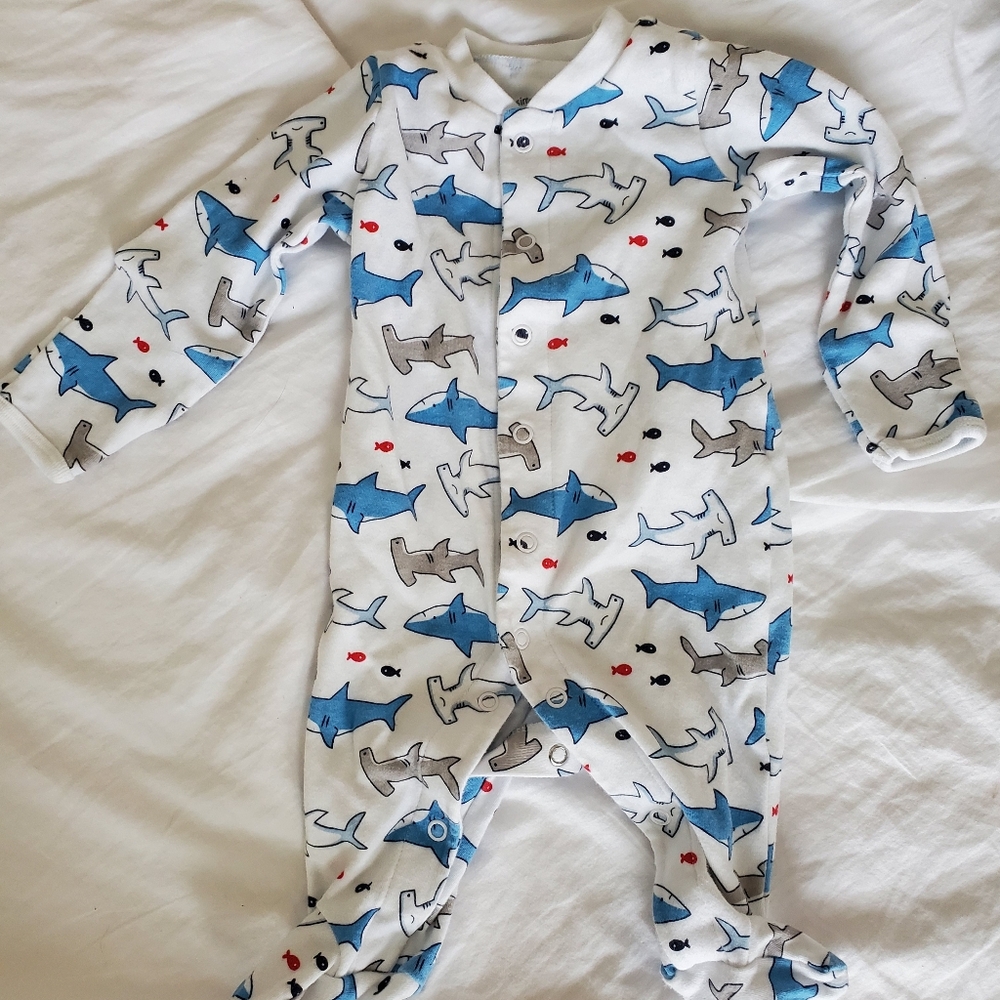 0-3 Month Like New Shark Pajamas
